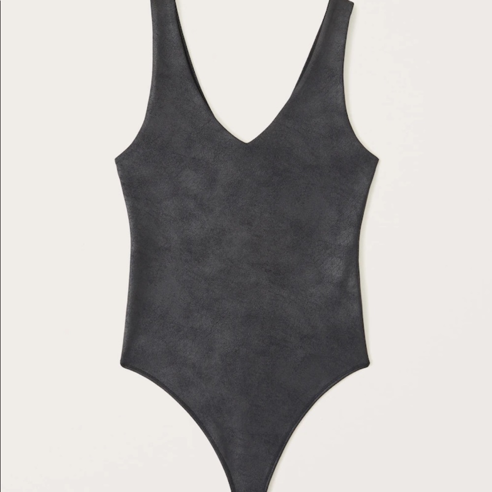 Abercrombie Faux leather V neck bodysuit
